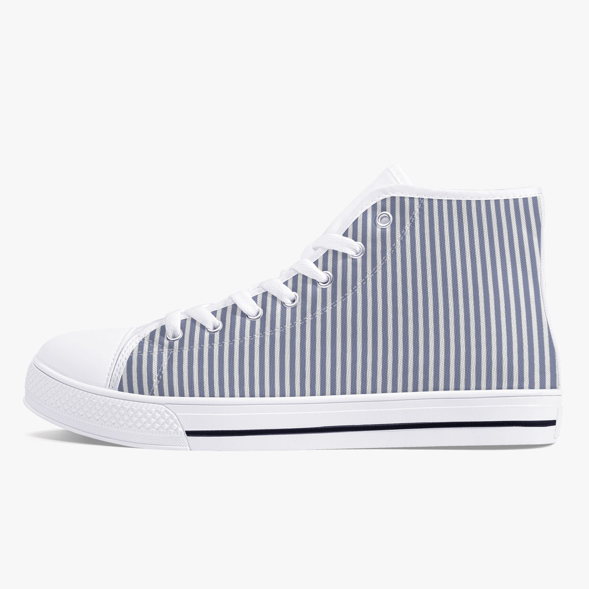 Crake High Top Grey Stripes laced custom prints canvas shoes