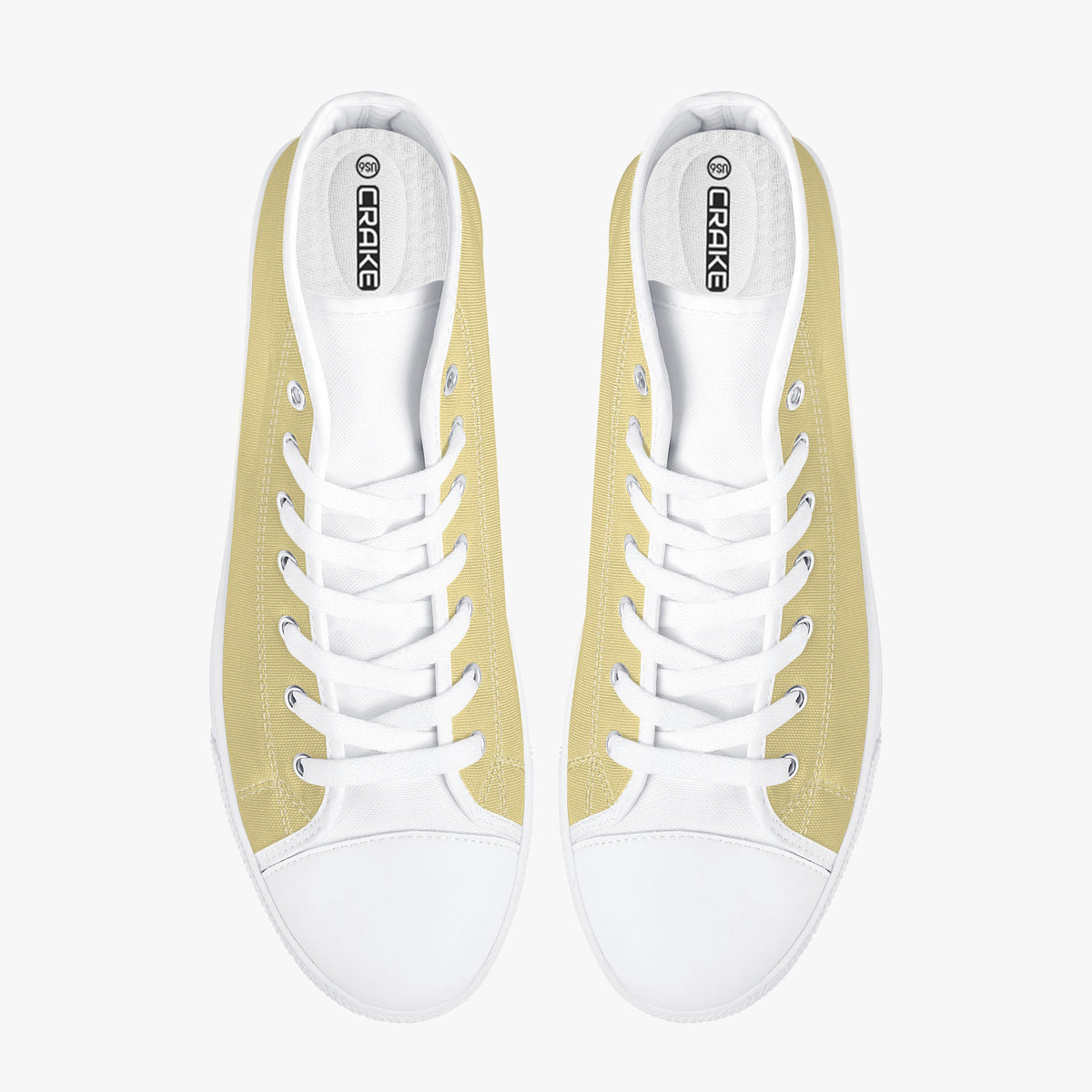 Crake High Top Flaxen laced high top plain color canvas shoes