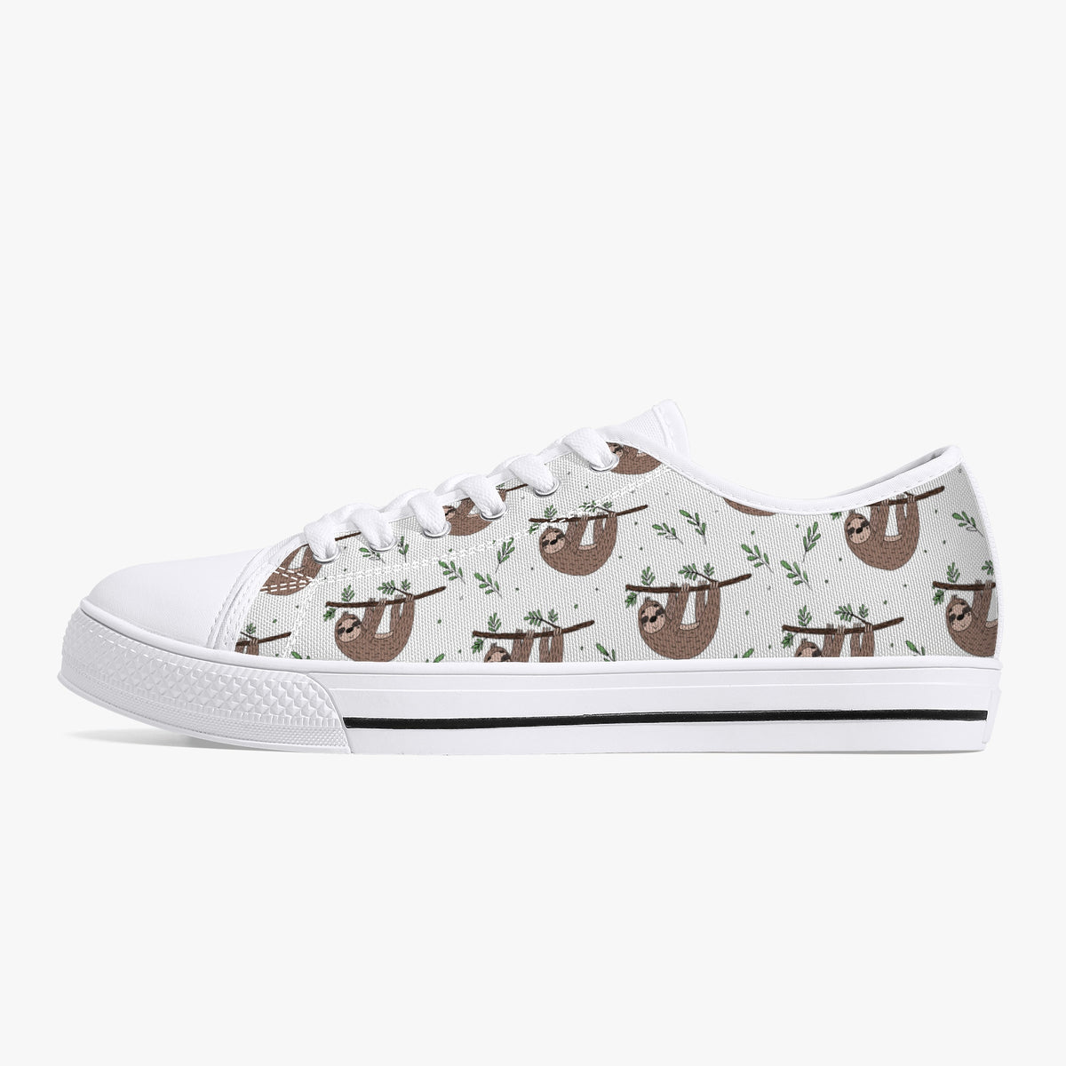 Crake Low Top Hanging Sloths laced custom prints canvas shoes