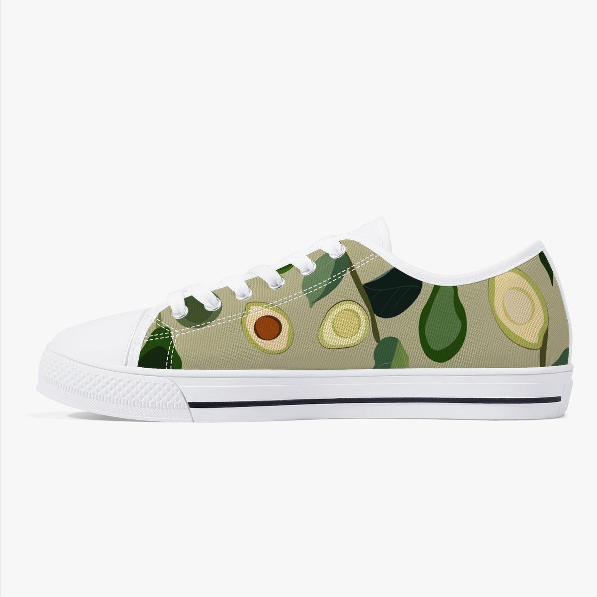 Crake Low Top Avocado laced custom prints canvas shoes