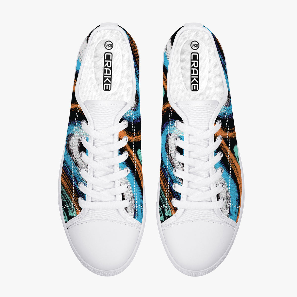 Crake Low Top Blackhole laced custom prints canvas shoes