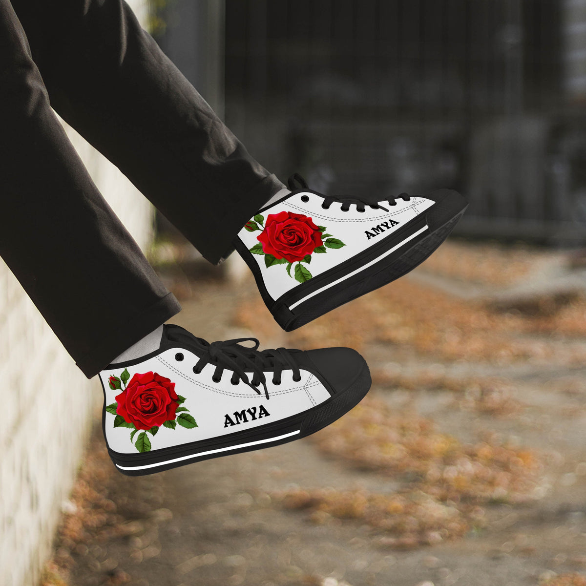 Crake High Top Amya Rose laced custom prints canvas shoes