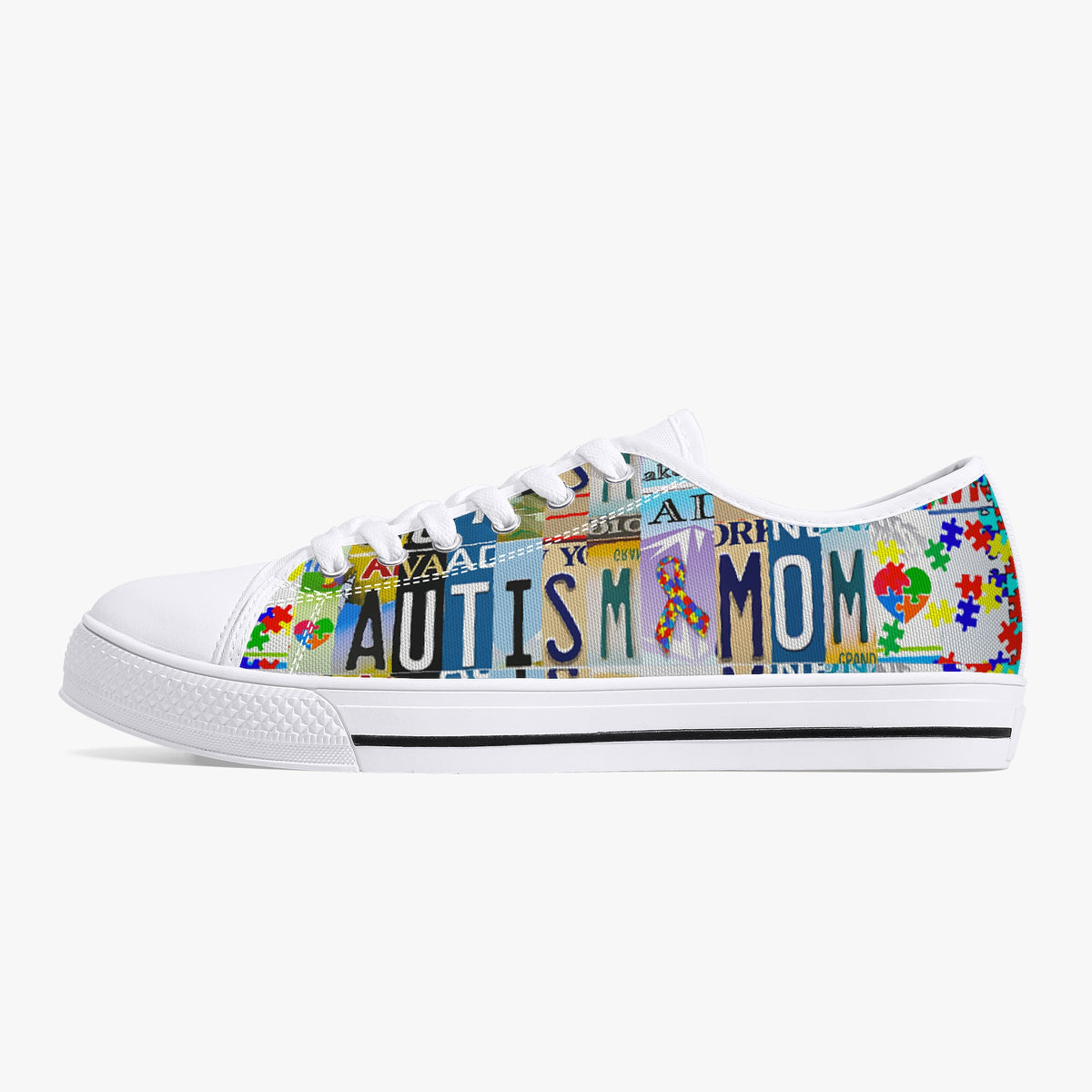 Crake Low Top Autism Mom laced custom prints canvas shoes