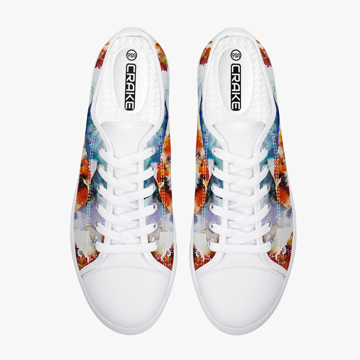 Crake Low Top Koi laced custom prints canvas shoes