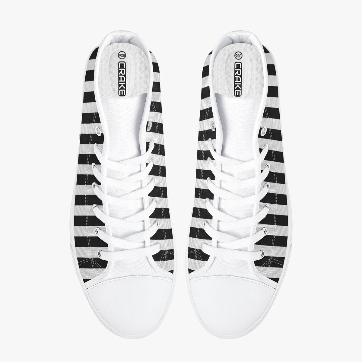 Crake High Top Black Stripes laced custom prints canvas shoes