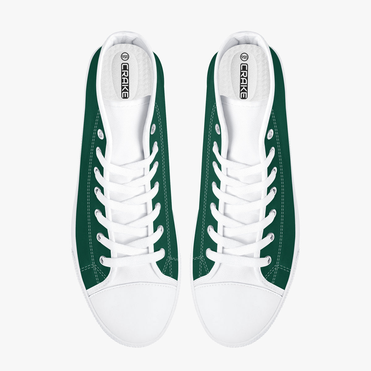Crake High Top Dark Green laced high top plain color canvas shoes