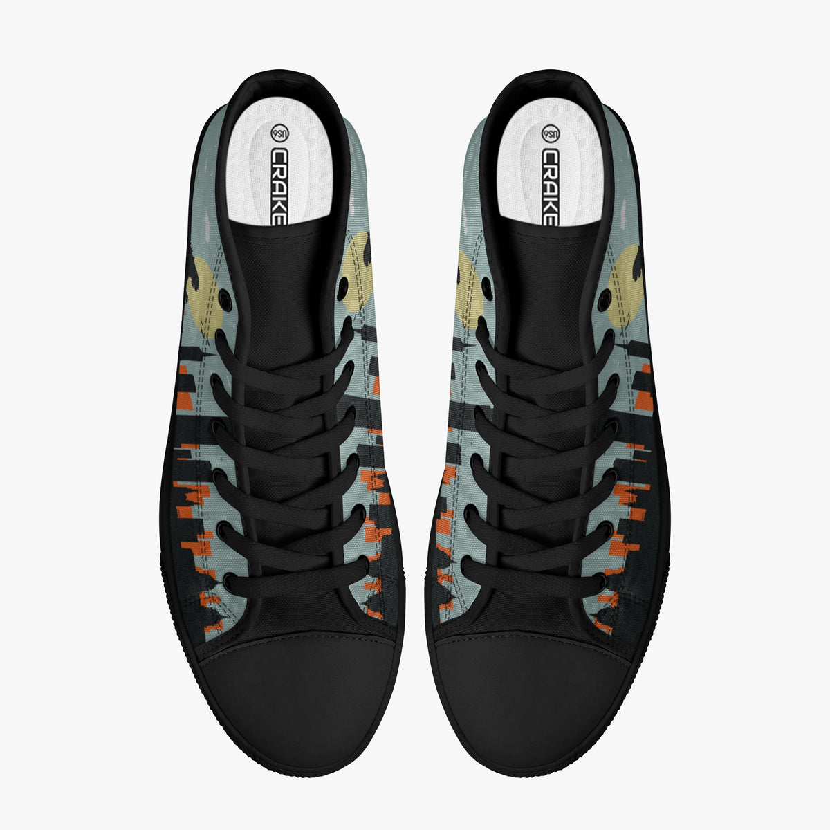 Crake High Top Godzilla laced custom prints canvas shoes