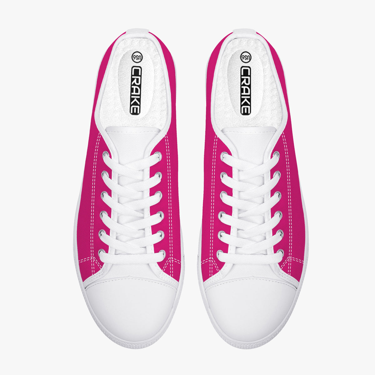 Crake Low Top Pink laced low top plain color canvas shoes