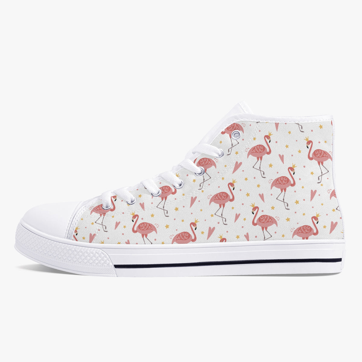 Crake High Top Flamingos laced custom prints canvas shoes