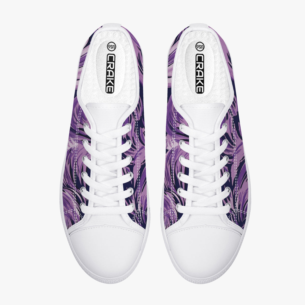Crake Low Top Purple Waves laced custom prints canvas shoes