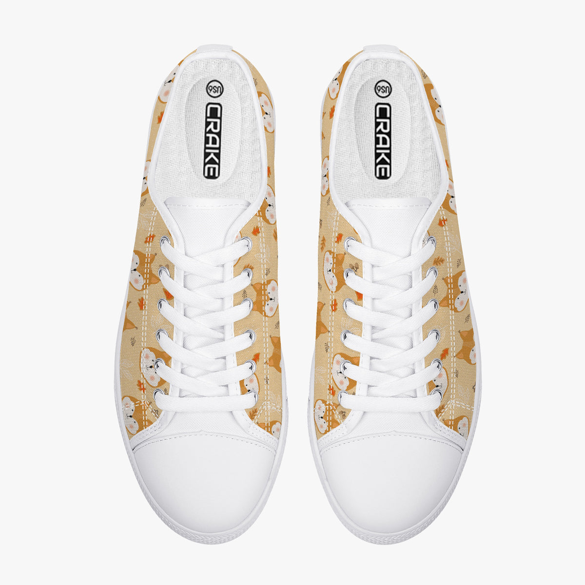Crake Low Top Inu Shiba laced custom prints canvas shoes