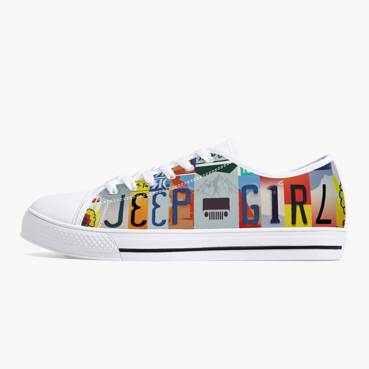 Crake Low Top Jeep Girl laced custom prints canvas shoes