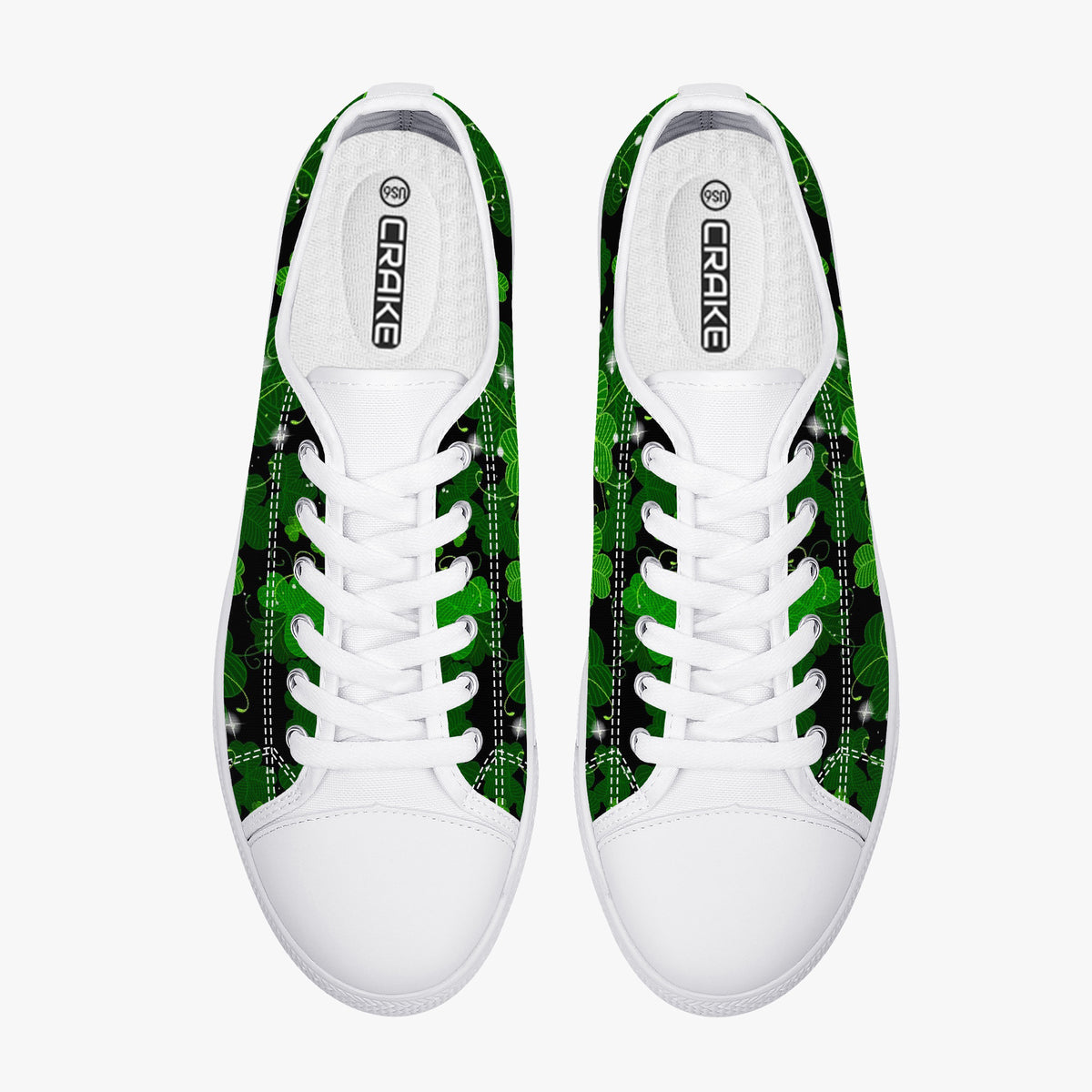 Crake Low Top Four-leaf clover laced custom prints canvas shoes