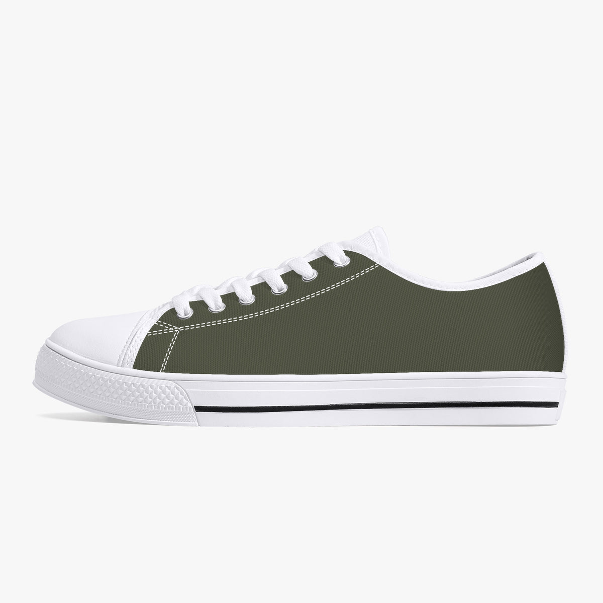 Crake Low Top Dark Green laced low top plain color canvas shoes