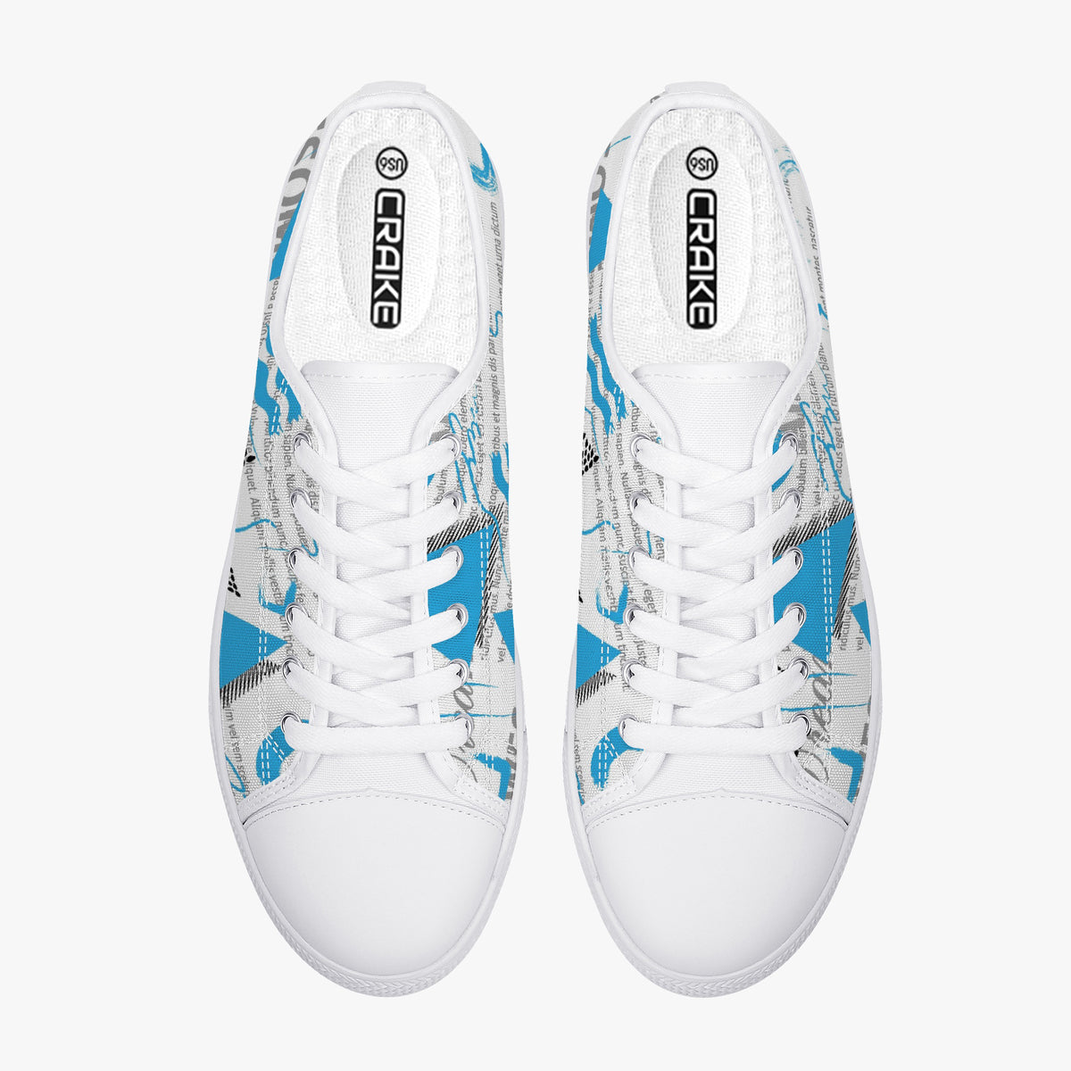 Crake Low Top Awesome Abstract laced custom prints canvas shoes