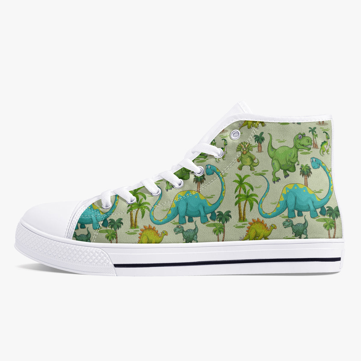 Crake High Top Dinosaur Park laced custom prints canvas shoes