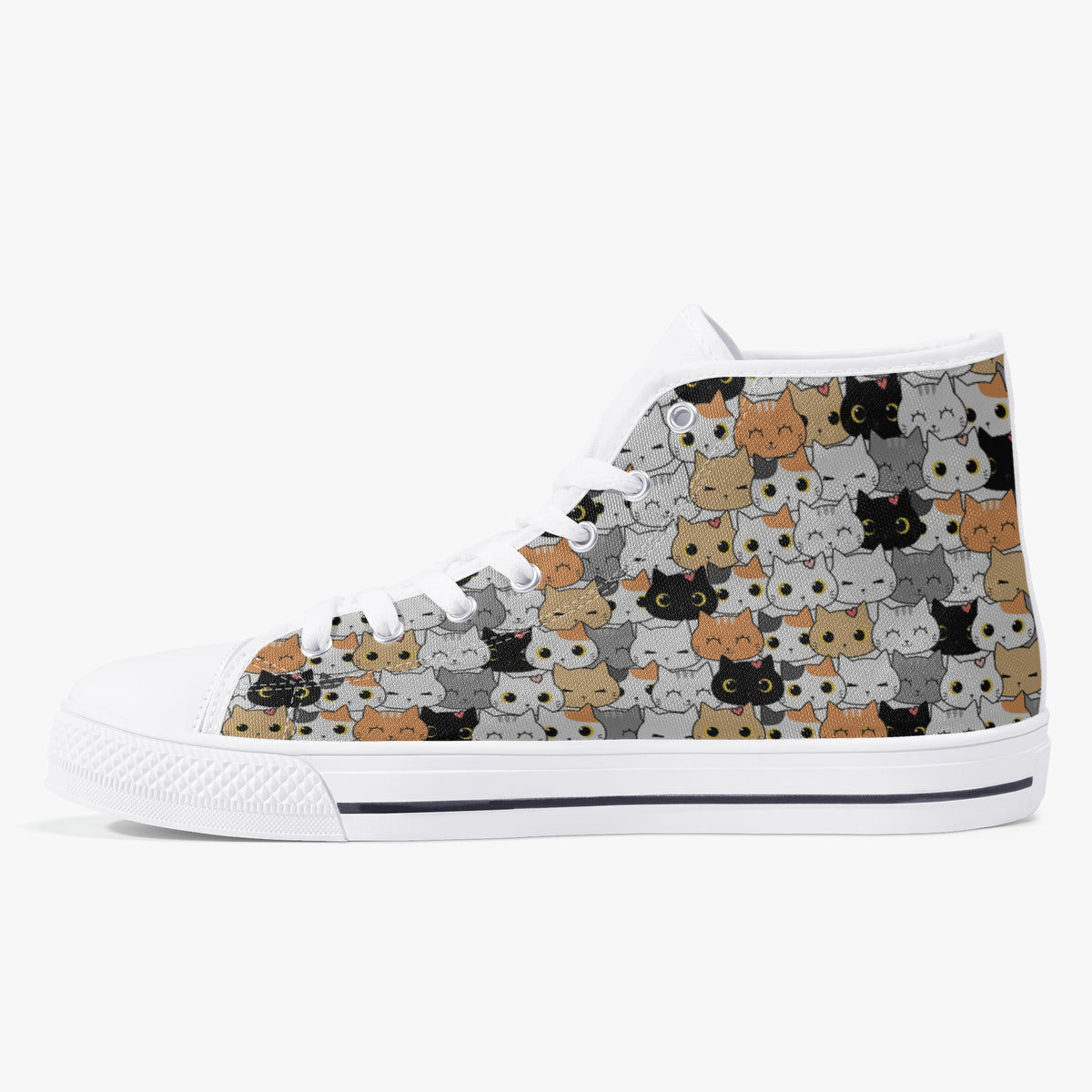 Crake High Top Cats laced custom prints canvas shoes