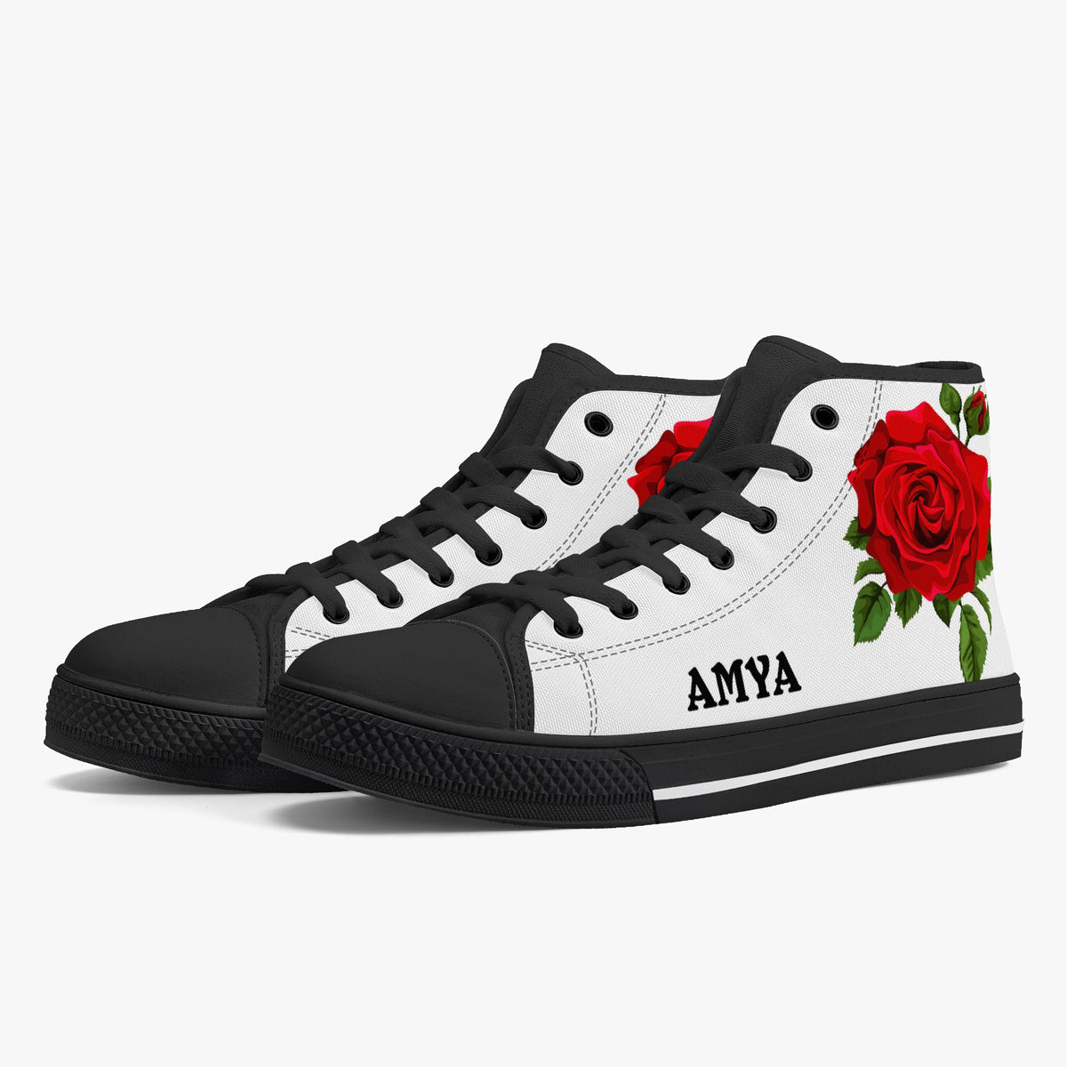 Crake High Top Amya Rose laced custom prints canvas shoes