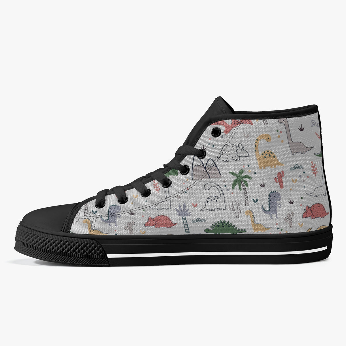 Crake High Top Dinosaurs laced custom prints canvas shoes