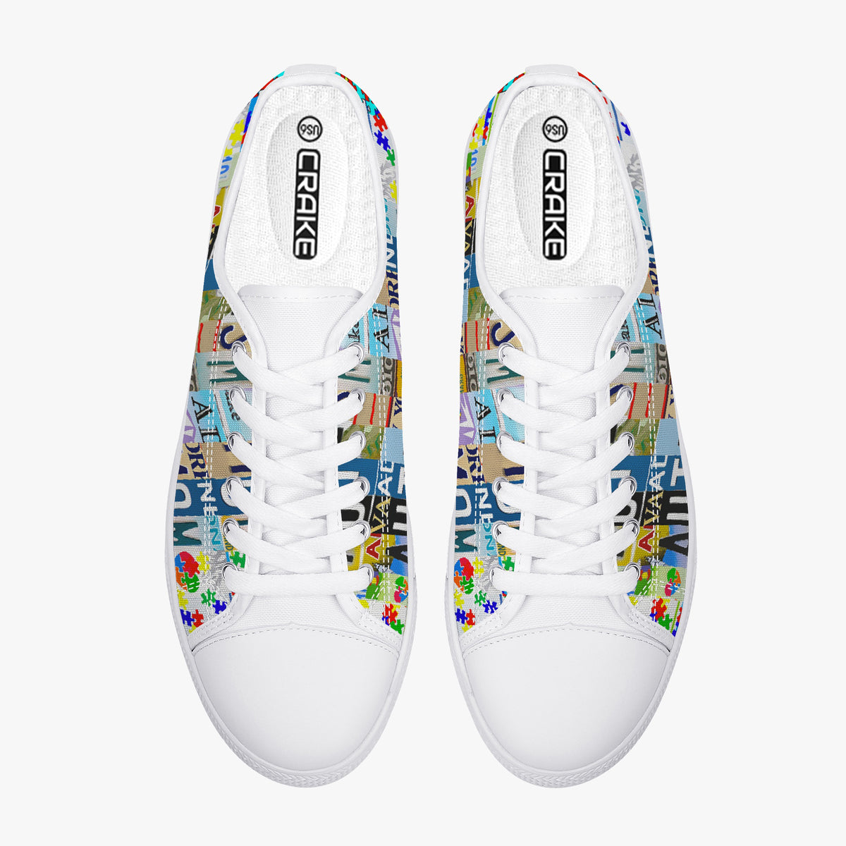 Crake Low Top Autism Mom laced custom prints canvas shoes