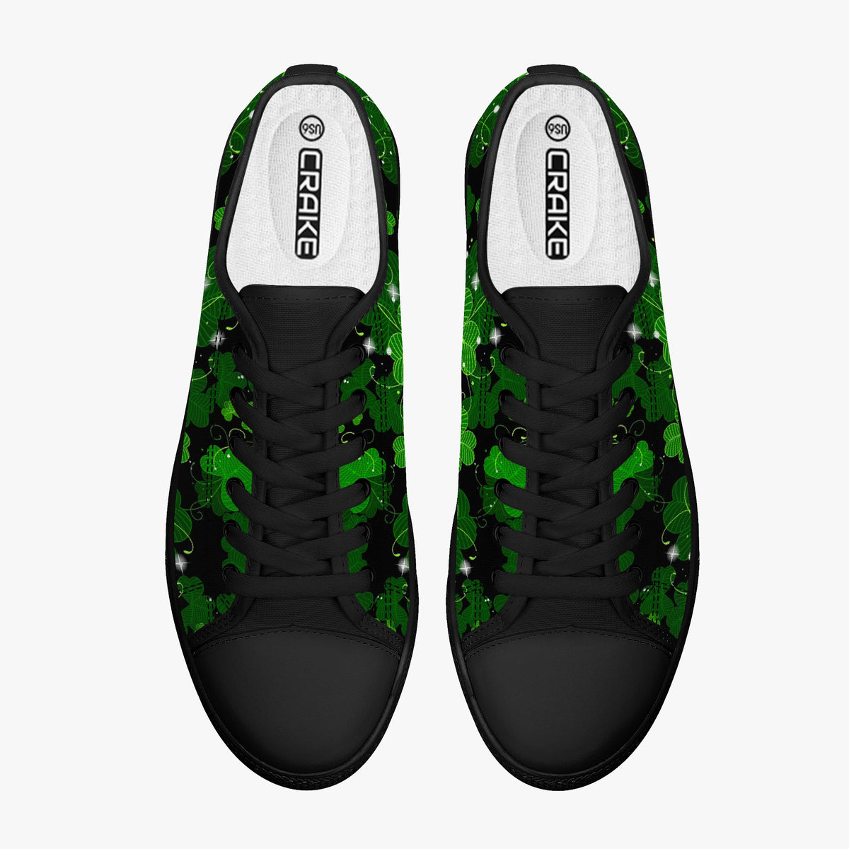 Crake Low Top Four-leaf clover laced custom prints canvas shoes