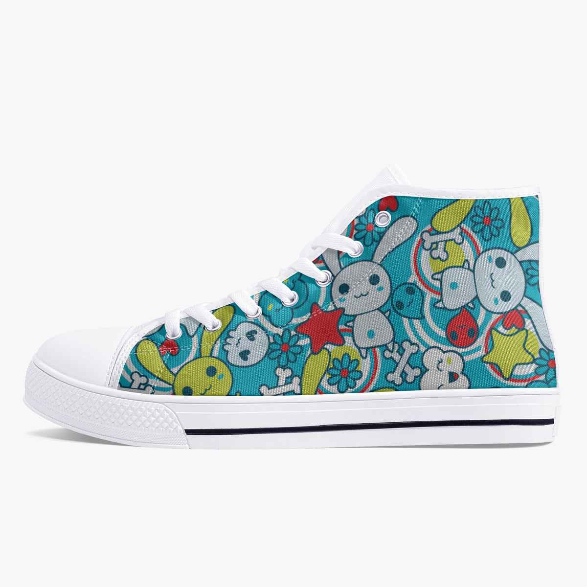 Crake High Top The Rabbits laced custom prints canvas shoes