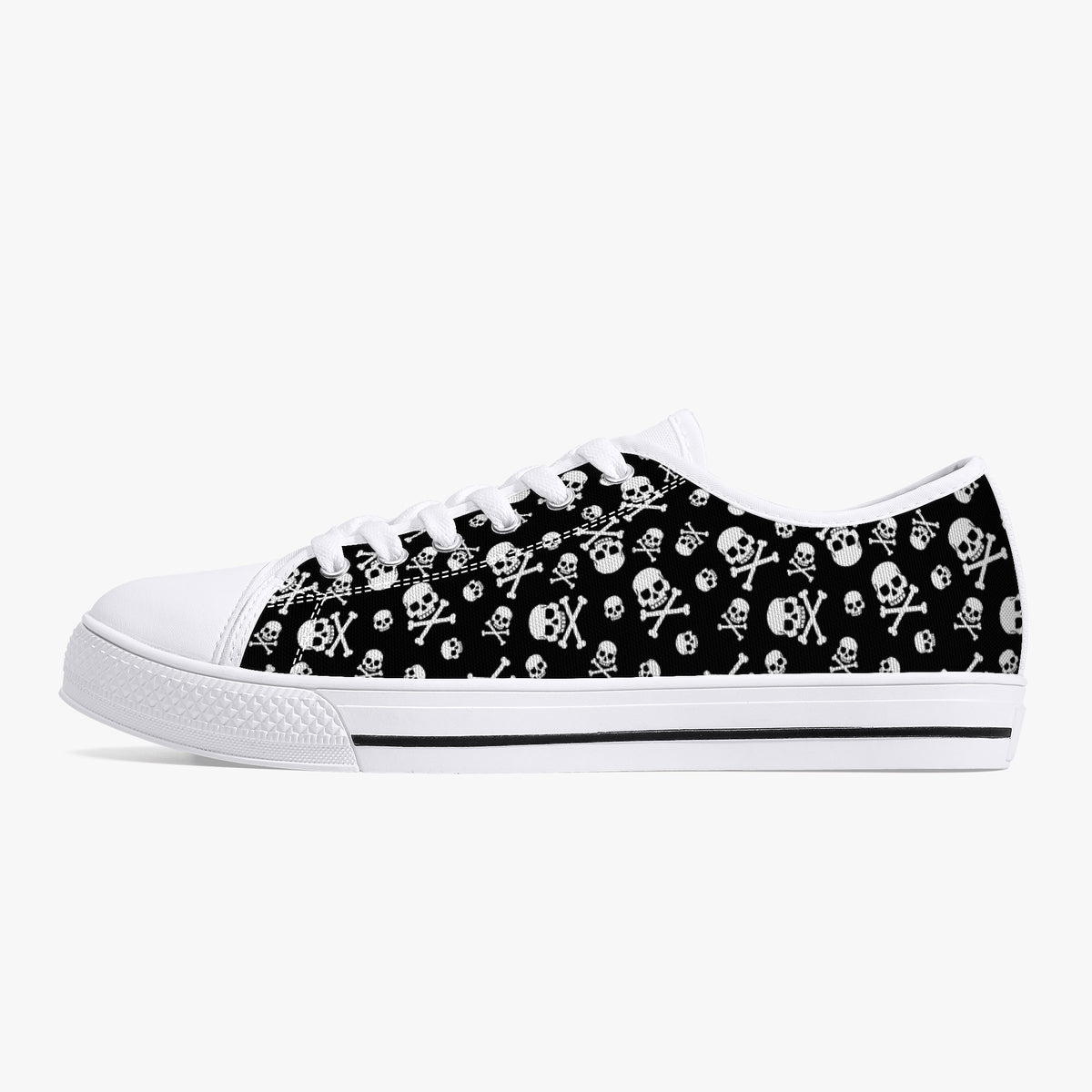 Crake Low Top Skulls laced custom prints canvas shoes