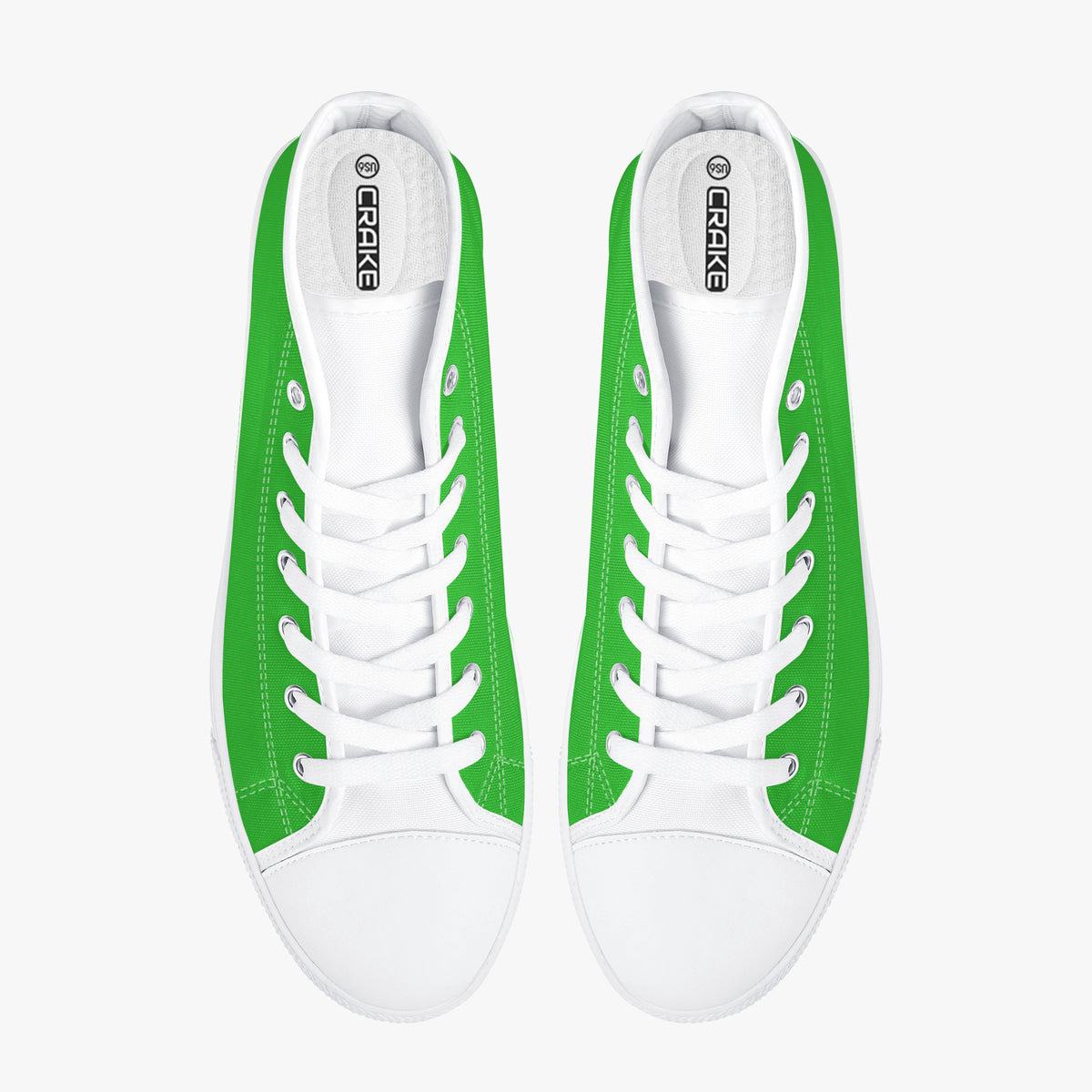 Crake High Top Green laced high top plain color canvas shoes