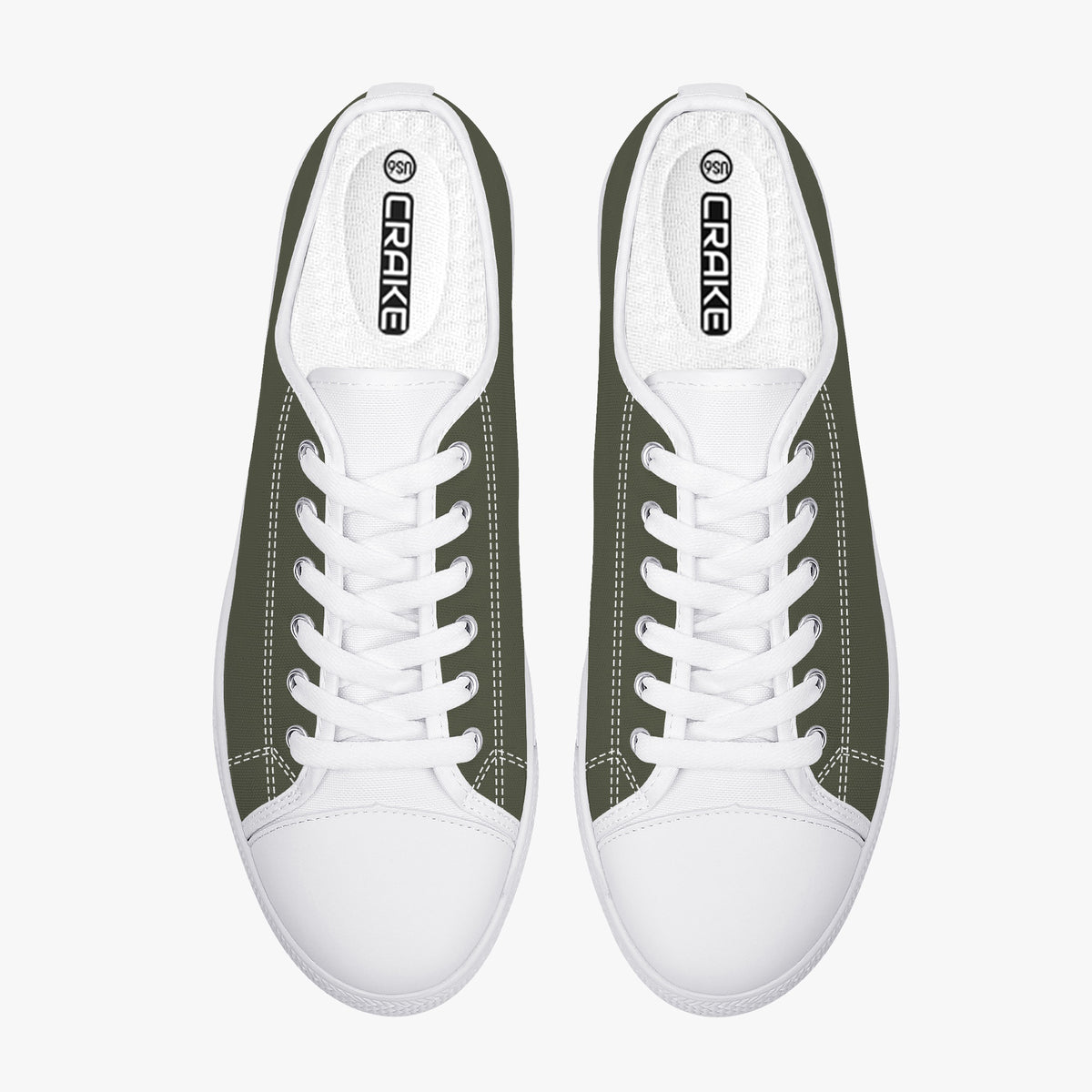 Crake Low Top Dark Green laced low top plain color canvas shoes