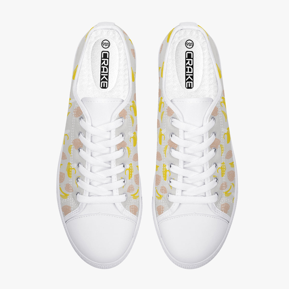 Crake Low Top Bananas laced custom prints canvas shoes
