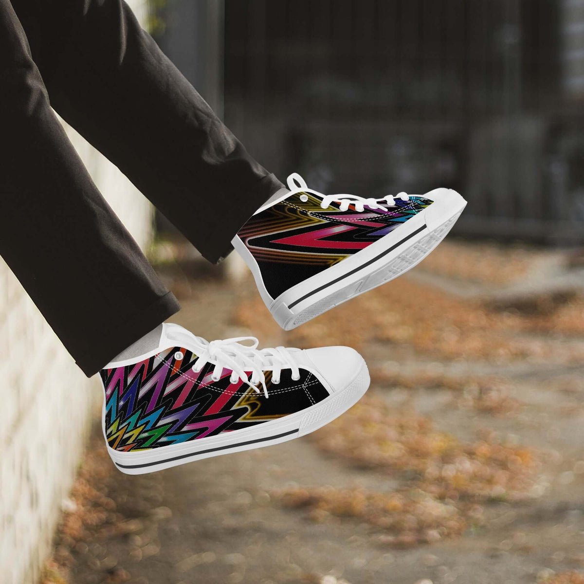 Crake High Top Abstract Graffiti laced custom prints canvas shoes