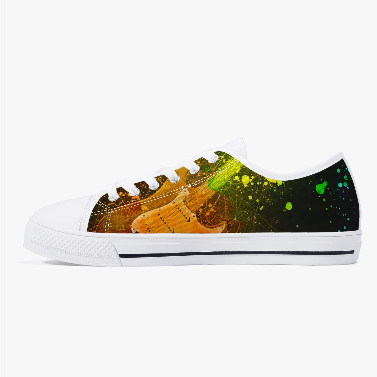 Crake Low Top Faded Guitar laced custom prints canvas shoes