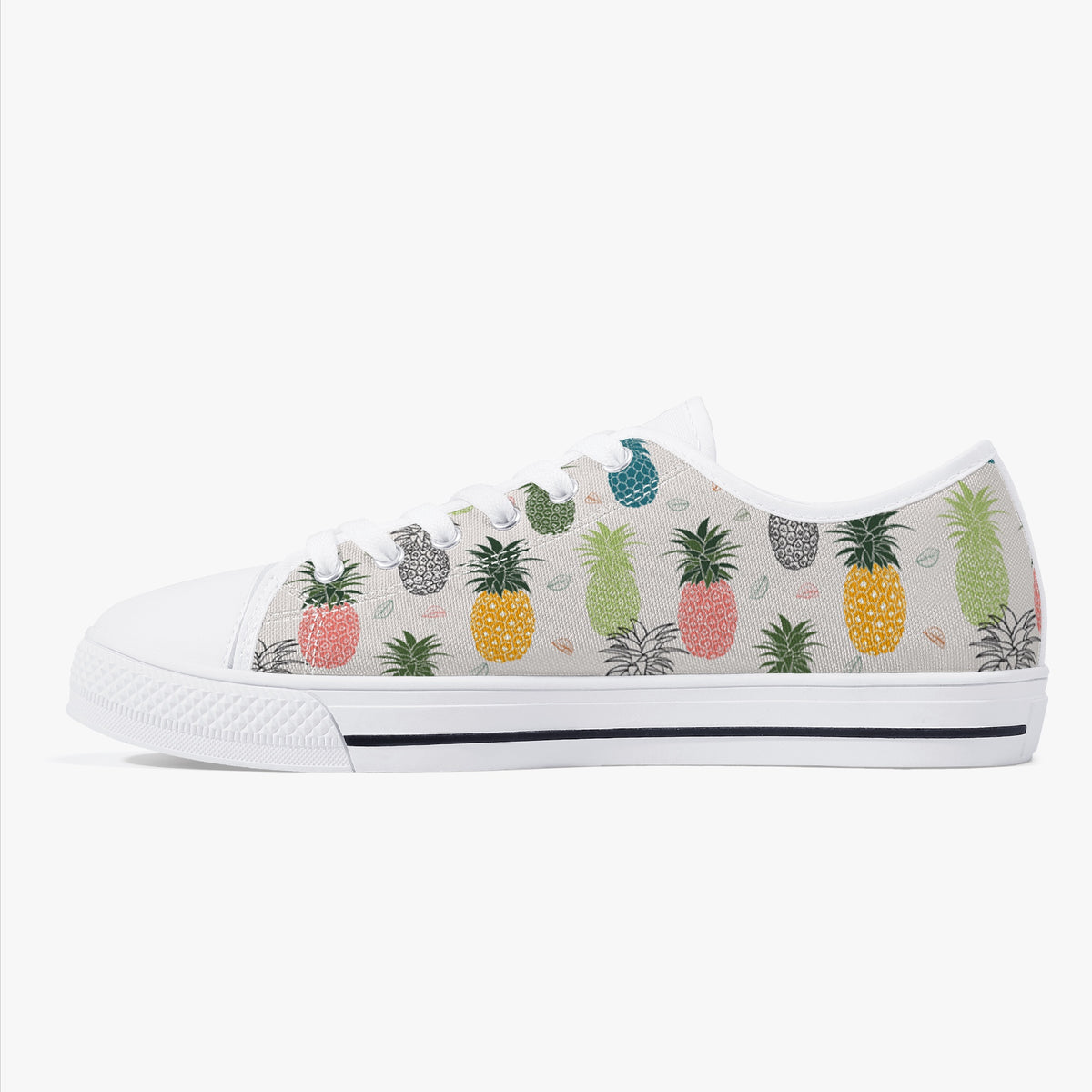 Crake Low Top Fancy Pineapples laced custom prints canvas shoes