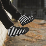 Crake High Top Black Stripes laced custom prints canvas shoes at RM MYR289