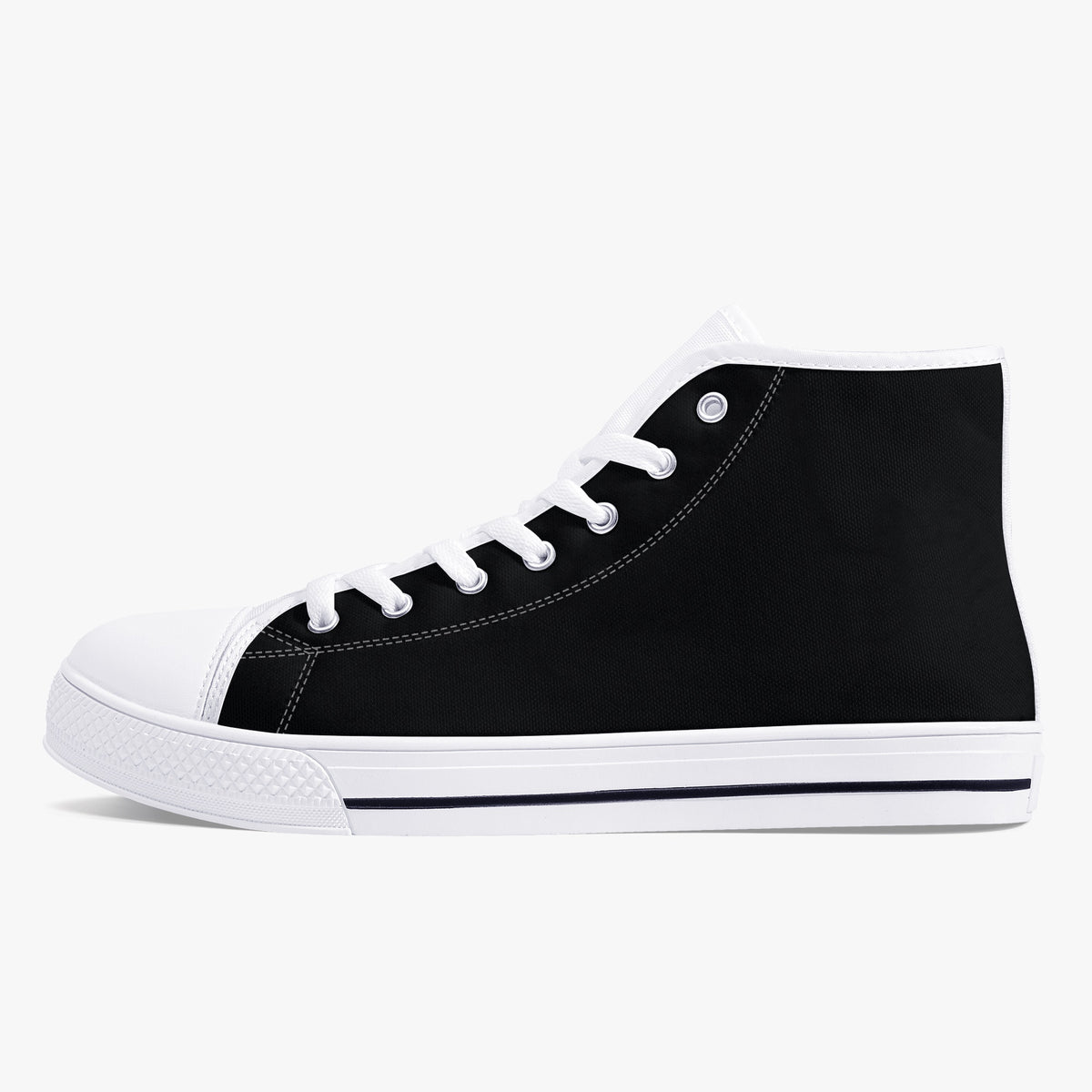 Crake High Top Black laced high top plain color canvas shoes