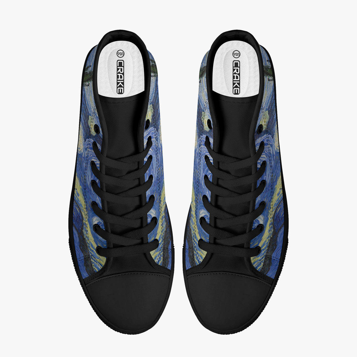 Crake High Top Starry Night laced custom prints canvas shoes