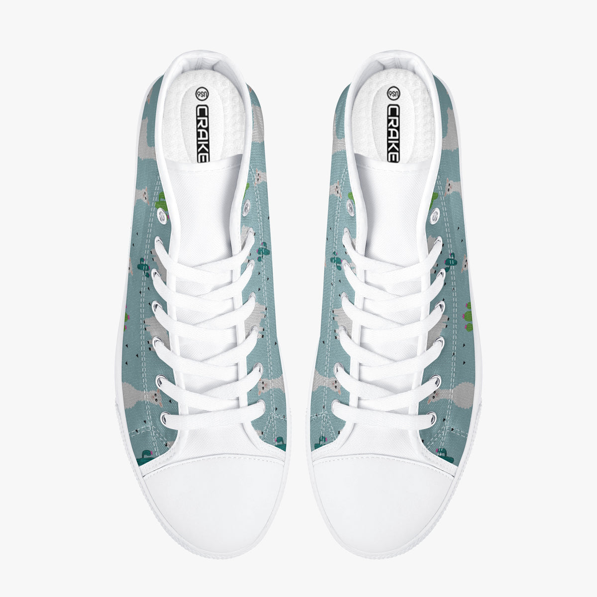 Crake High Top Alpaca 2 laced custom prints canvas shoes