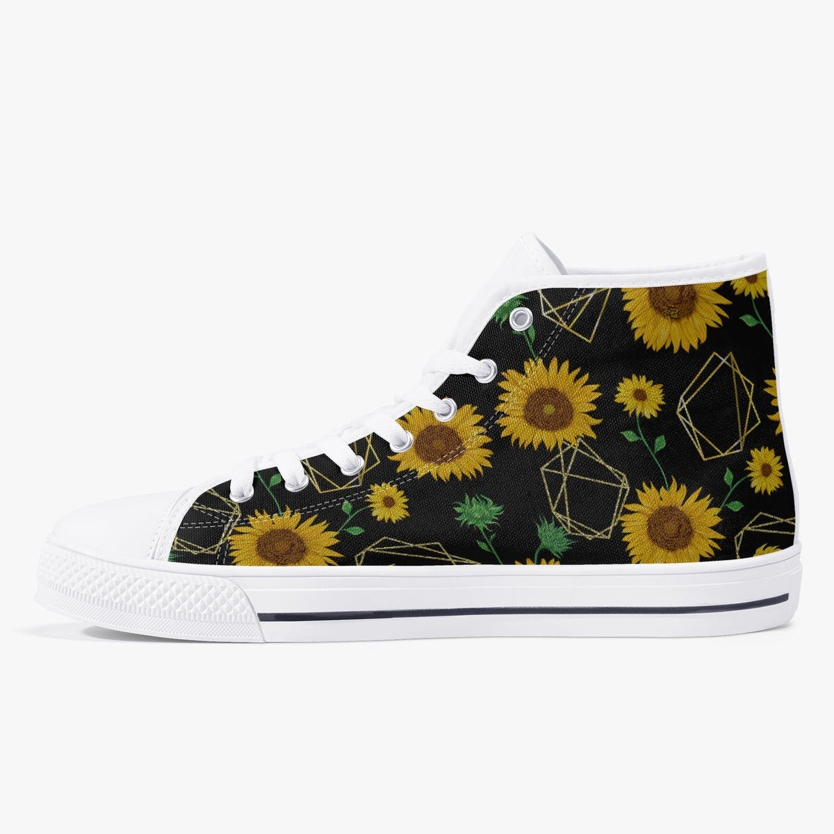 Crake High Top Sunflowers 2 laced custom prints canvas shoes