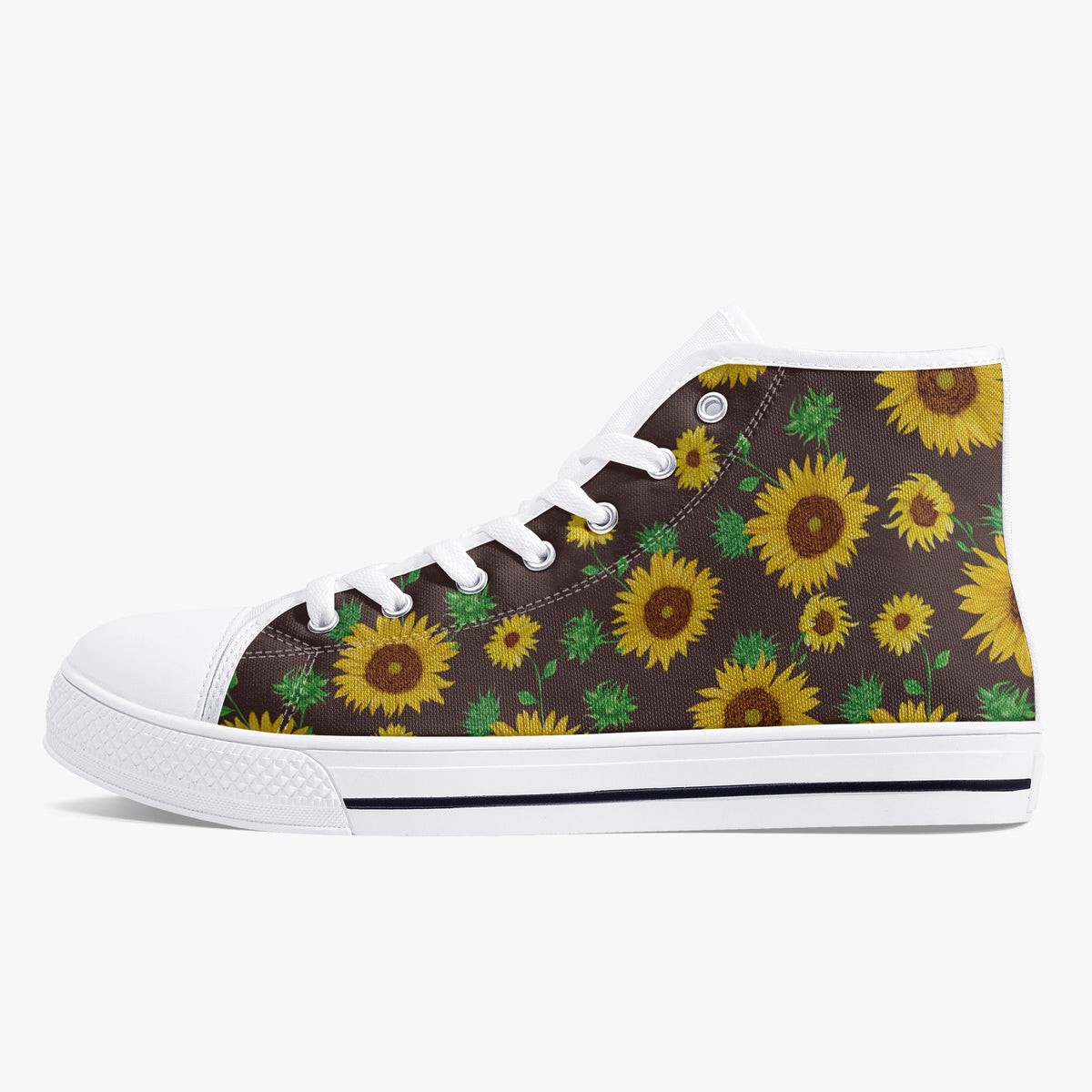 Crake High Top Sunflowers laced custom prints canvas shoes