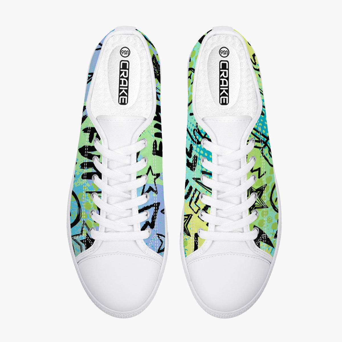 Crake Low Top FX Graffiti laced custom prints canvas shoes