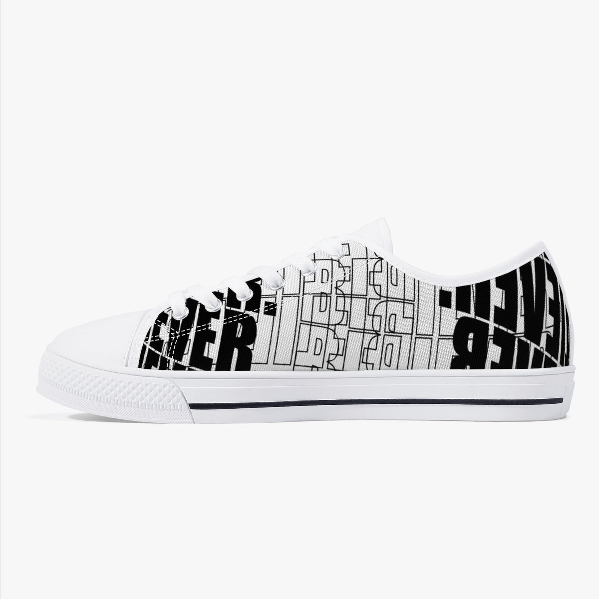 Crake Low Top Never Belle laced custom prints canvas shoes