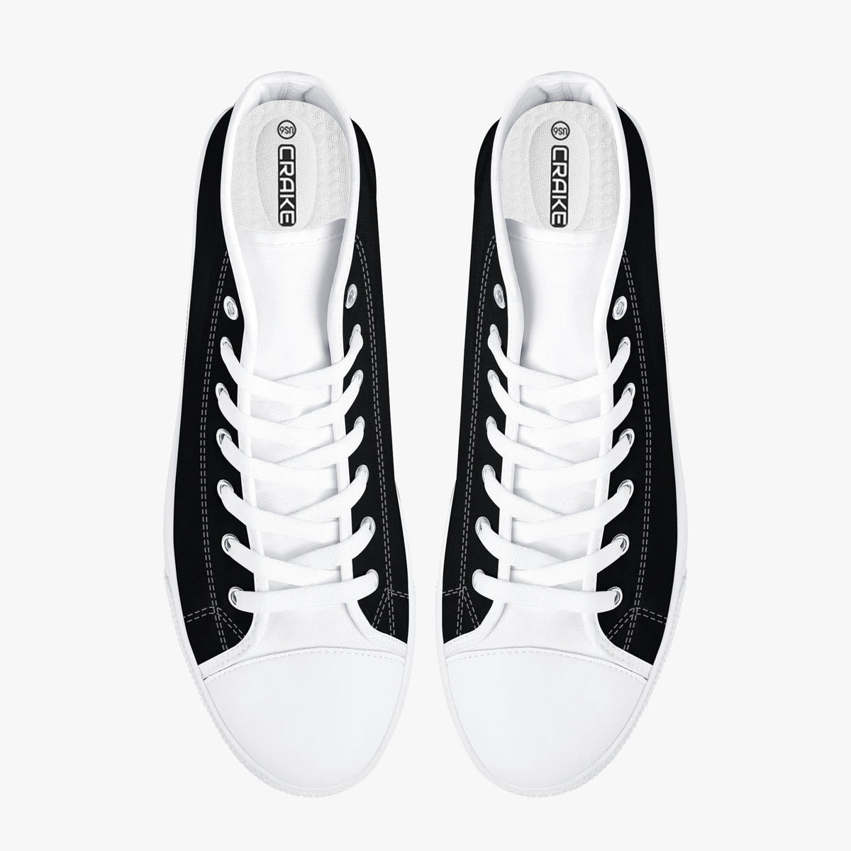 Crake High Top Black laced high top plain color canvas shoes