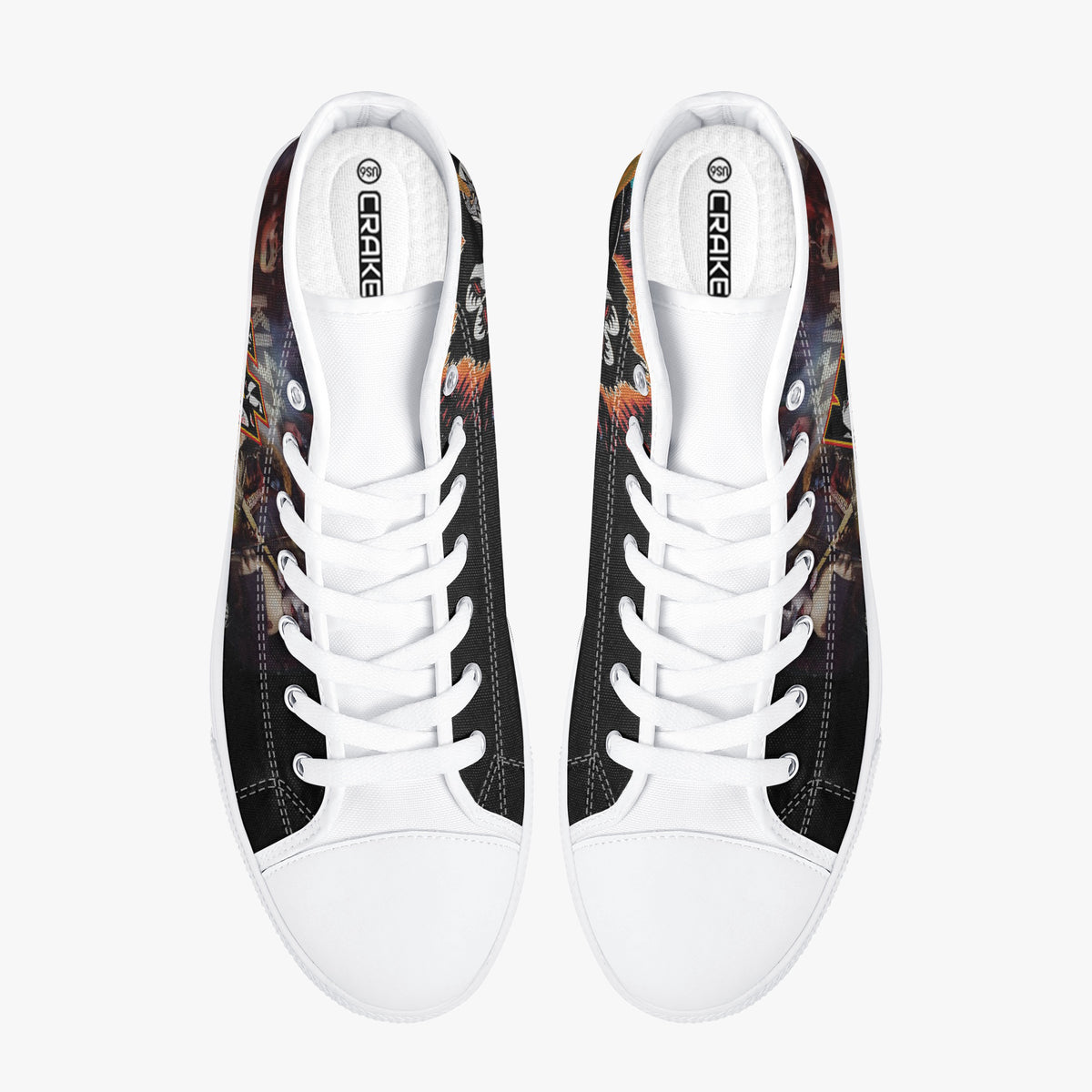Crake High Top Kiss laced custom prints canvas shoes