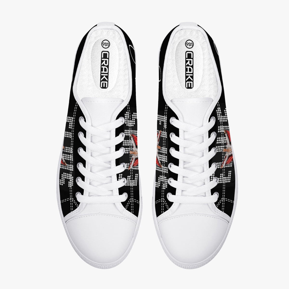Crake Low Top Elvis laced custom prints canvas shoes