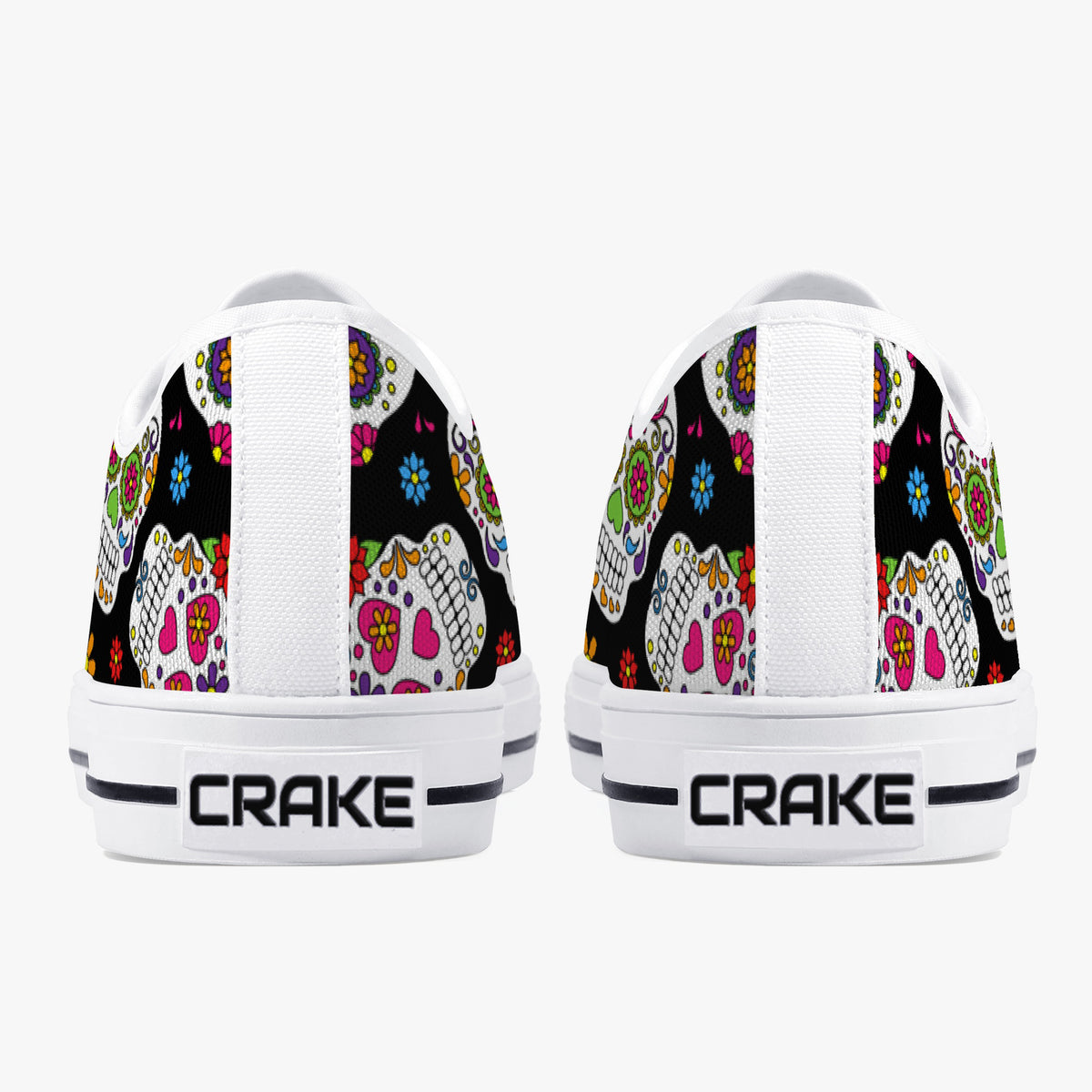 Crake Low Top Fancy Skulls laced custom prints canvas shoes