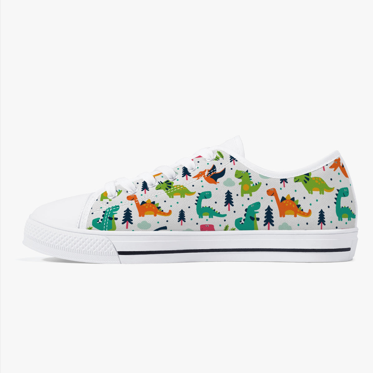 Crake Low Top Dinasaurs laced custom prints canvas shoes