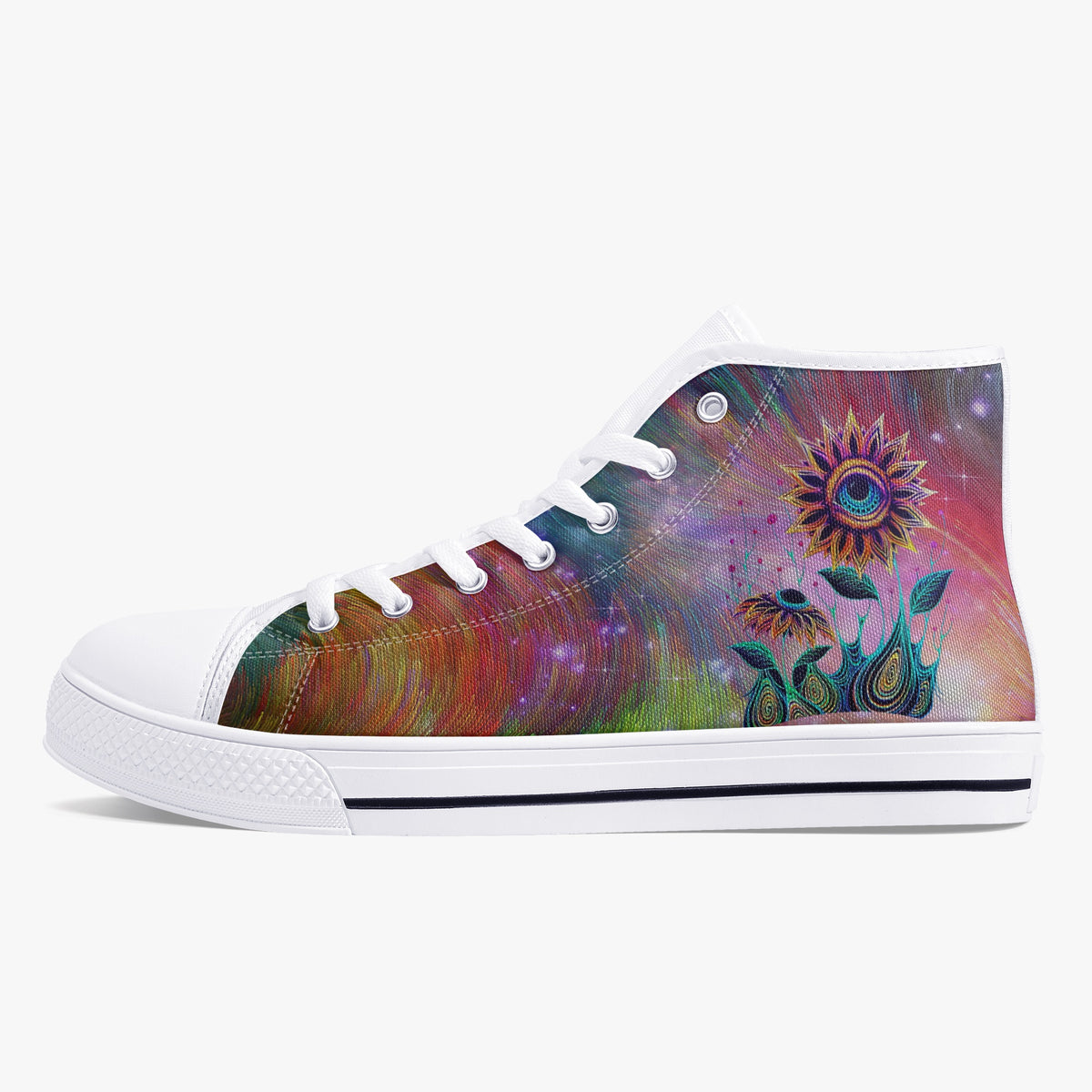 Crake High Top Single Eyed Sunflower laced custom prints canvas shoes