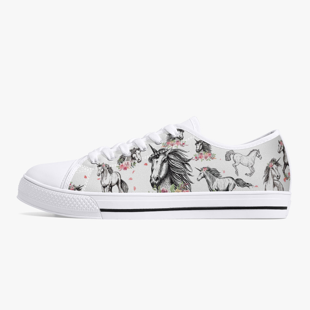 Crake Low Top Unicorns laced custom prints canvas shoes