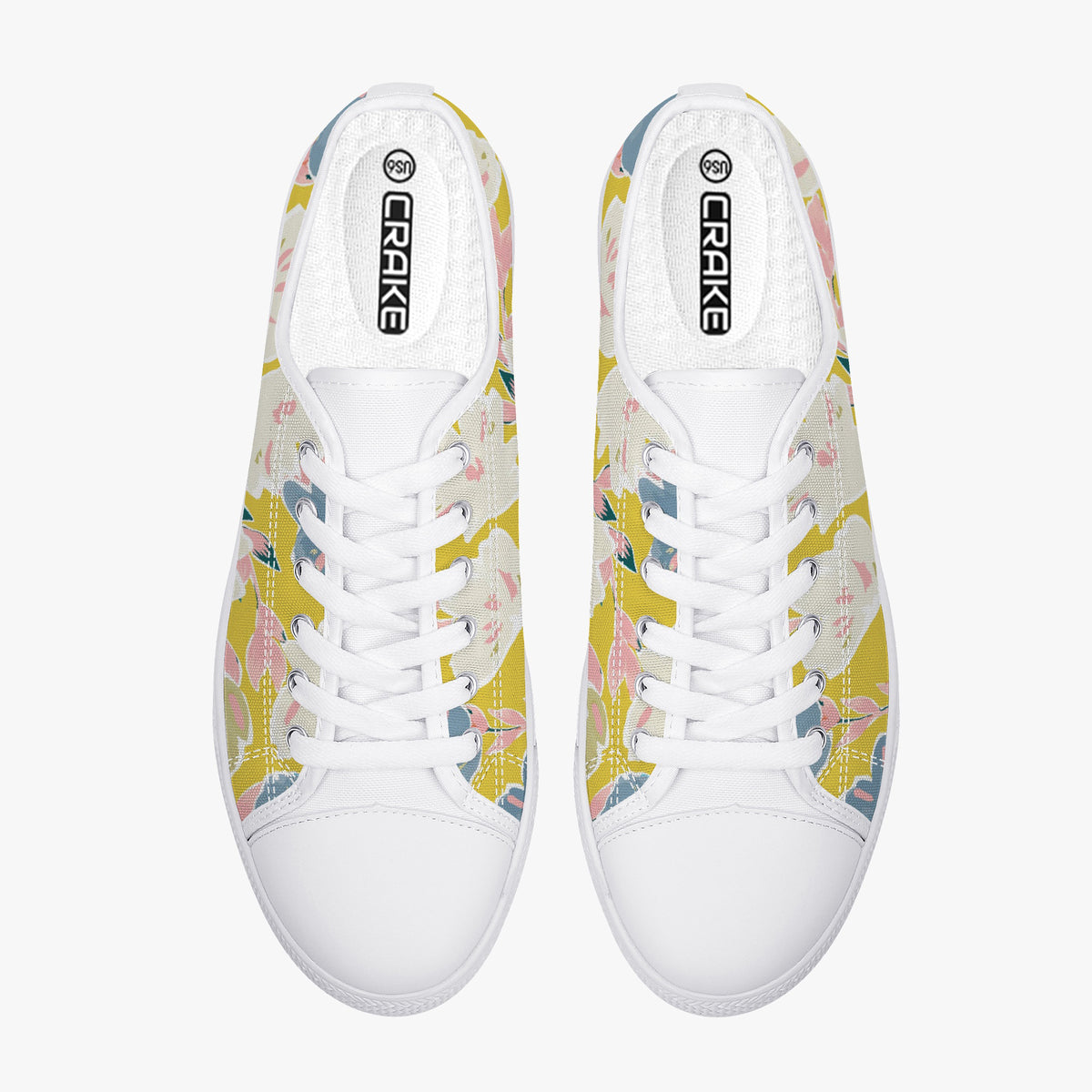 Crake Low Top Flower Painting laced custom prints canvas shoes