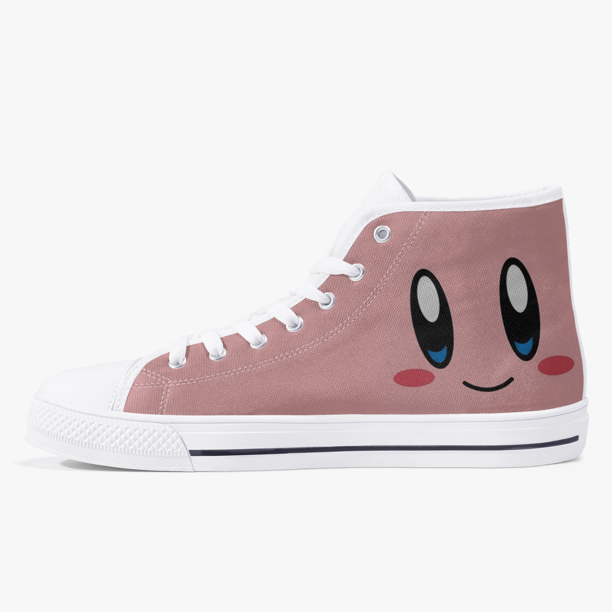 Crake High Top Pink Smilley laced custom prints canvas shoes